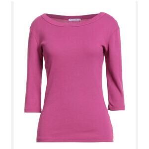 Michael Stars NWT XS Pink 3/4 Sleeve Crewneck Tee 1x1 Cotton Made in USA